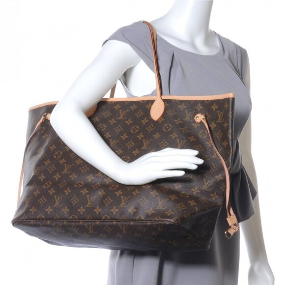 Authentic Louis Vuitton Neverfull GM Purse Monogram Tote Shoulder Bag Brown Tan - Picture 7 of 16